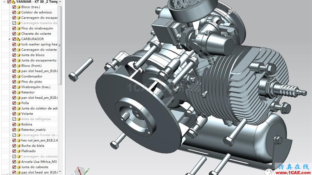【發(fā)動機(jī)電機(jī)】2沖程洋馬KT-30發(fā)動機(jī)3D模型 UG(NX)設(shè)計下載ug設(shè)計教程圖片4