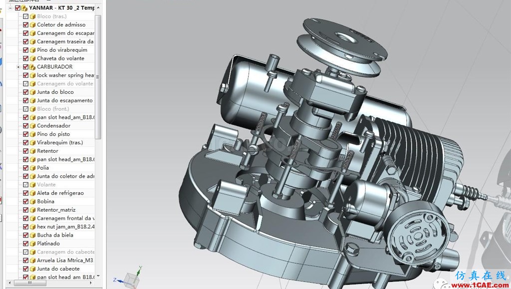 【發(fā)動機(jī)電機(jī)】2沖程洋馬KT-30發(fā)動機(jī)3D模型 UG(NX)設(shè)計下載ug設(shè)計教程圖片2