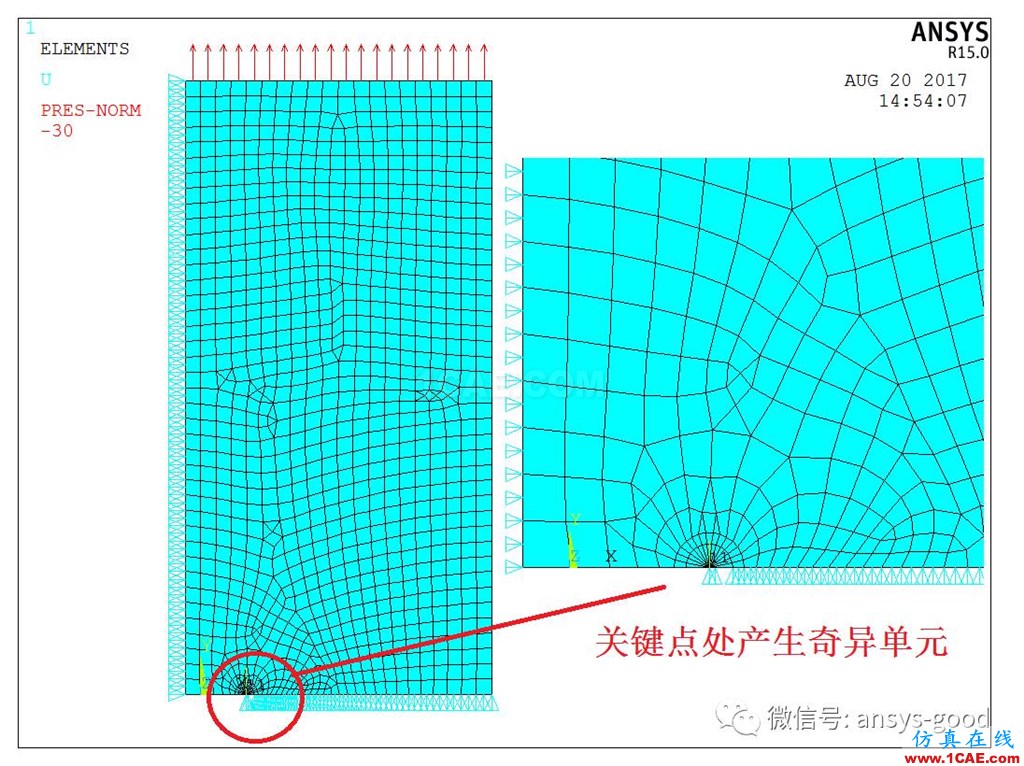 斷裂力學(xué)之有限寬板中心裂紋的應(yīng)力強(qiáng)度因子【ANSYS算例驗(yàn)證】ansys培訓(xùn)的效果圖片5