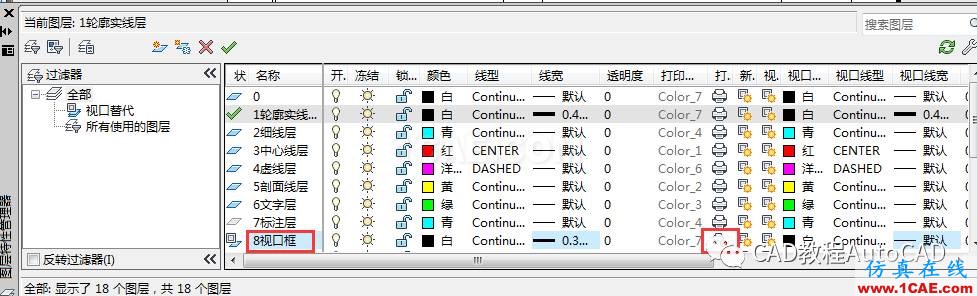 CAD布局中打印時如何隱藏視口框的線條？【AutoCAD教程】AutoCAD仿真分析圖片3