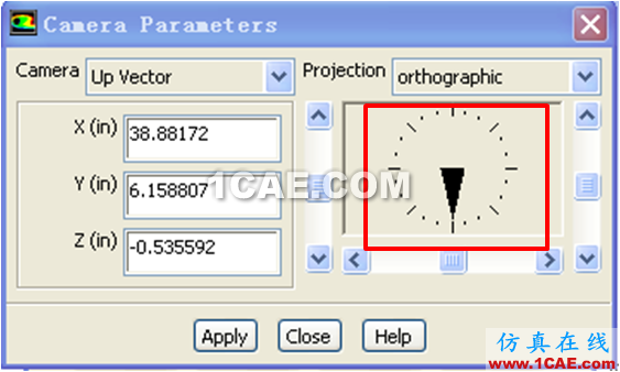 FLUENT中用camera parameter將視圖精確旋轉90度