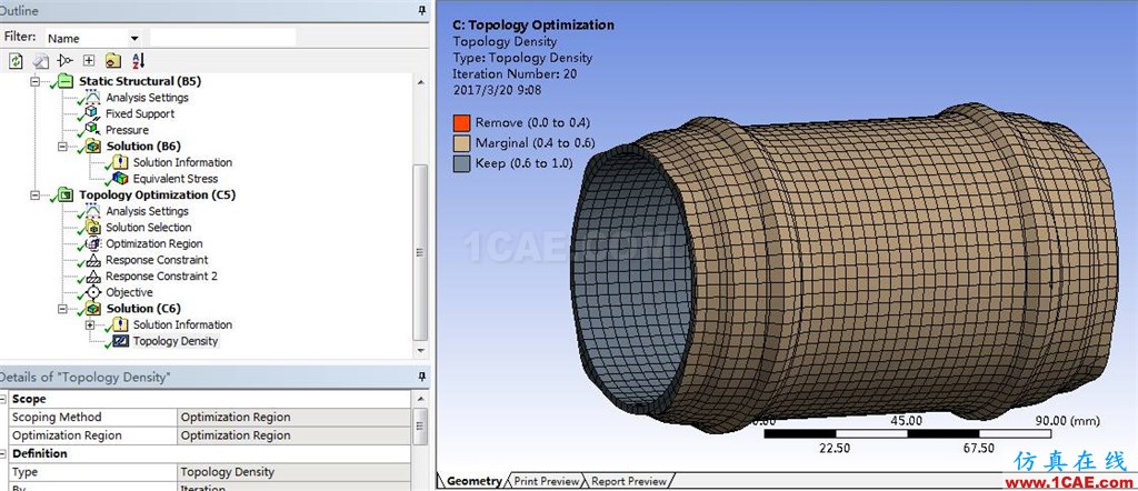 視頻分享 | ANSYS18.0中拓撲優(yōu)化分析流程介紹ansys結構分析圖片2