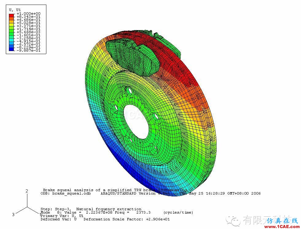 盤式制動器剎車噪音模擬分析hypermesh培訓(xùn)教程圖片6