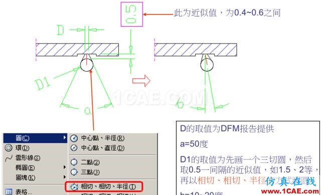 教你怎么畫模具的牛角進(jìn)膠點(diǎn)、拆彎偷料ug設(shè)計(jì)圖片2