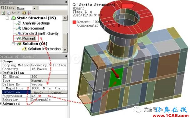 workbench中以云圖形式顯示網(wǎng)格質(zhì)量，扭矩荷載的施加 ansys結(jié)果圖片10